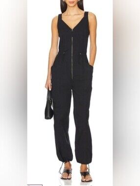 pistola Viva Black Zipper Front Jumpsuit. Sz. L NWOT.